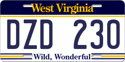 WV license plate DZD230
