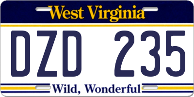 WV license plate DZD235