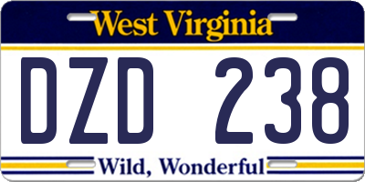 WV license plate DZD238