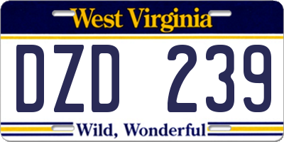 WV license plate DZD239