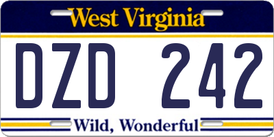 WV license plate DZD242