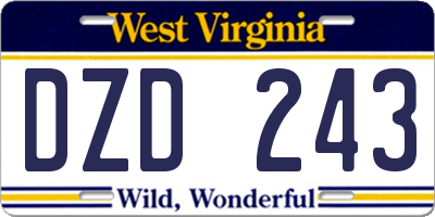 WV license plate DZD243