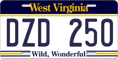 WV license plate DZD250