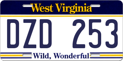 WV license plate DZD253