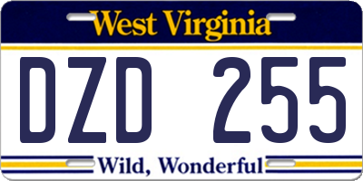 WV license plate DZD255