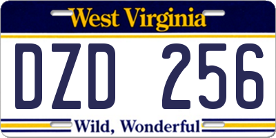 WV license plate DZD256
