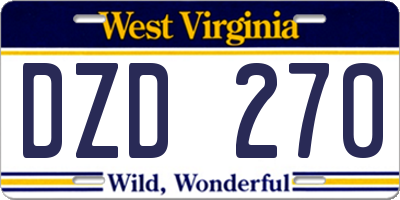 WV license plate DZD270