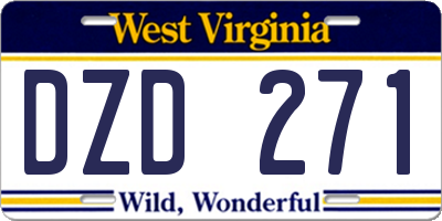 WV license plate DZD271