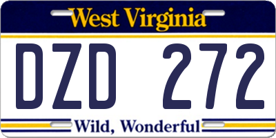 WV license plate DZD272