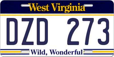 WV license plate DZD273
