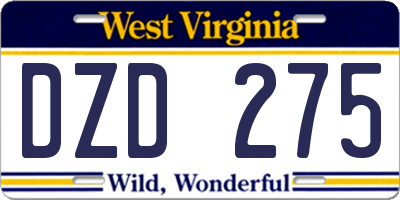 WV license plate DZD275
