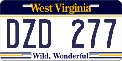 WV license plate DZD277