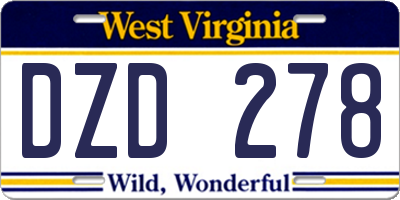 WV license plate DZD278