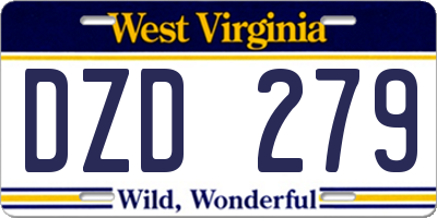 WV license plate DZD279