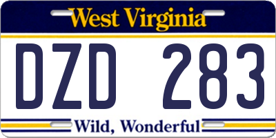 WV license plate DZD283