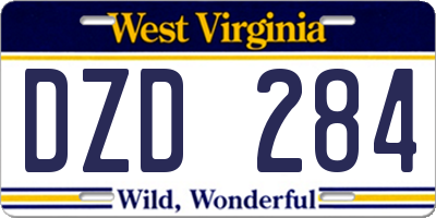 WV license plate DZD284