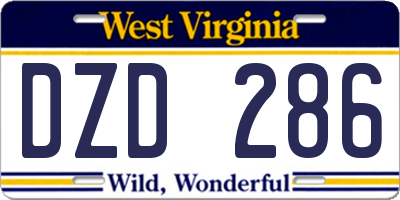WV license plate DZD286