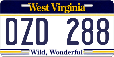 WV license plate DZD288