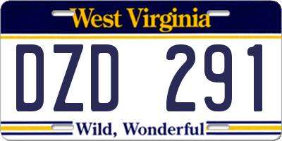 WV license plate DZD291
