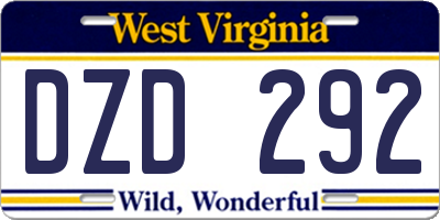 WV license plate DZD292