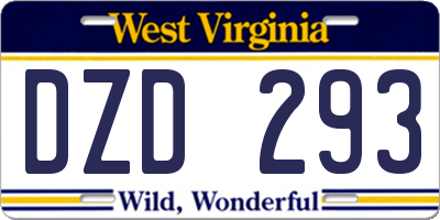 WV license plate DZD293