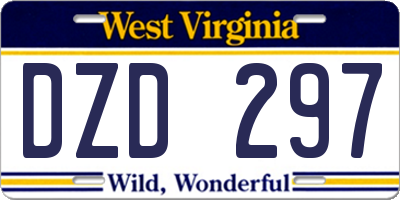 WV license plate DZD297
