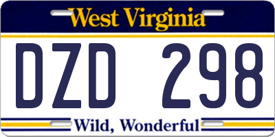 WV license plate DZD298
