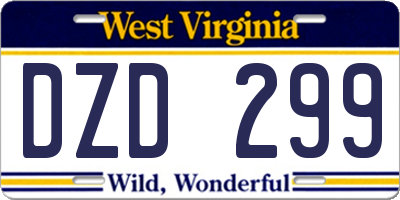 WV license plate DZD299