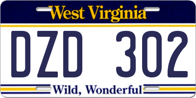 WV license plate DZD302
