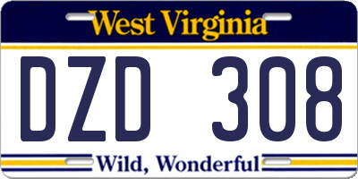 WV license plate DZD308