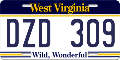 WV license plate DZD309