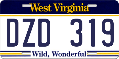 WV license plate DZD319