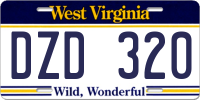 WV license plate DZD320
