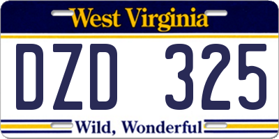 WV license plate DZD325