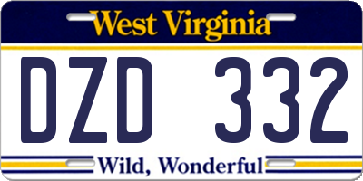 WV license plate DZD332