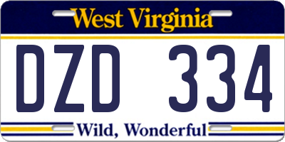 WV license plate DZD334