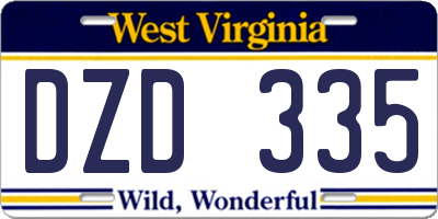 WV license plate DZD335