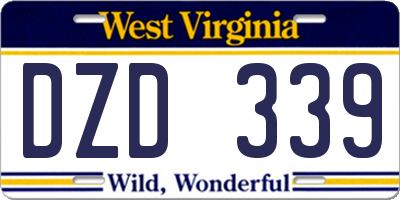 WV license plate DZD339
