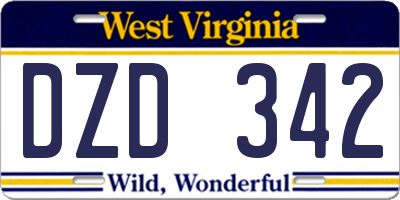 WV license plate DZD342