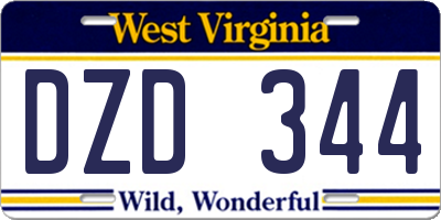 WV license plate DZD344