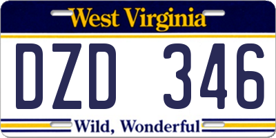 WV license plate DZD346