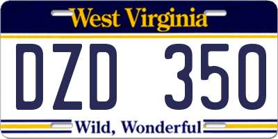 WV license plate DZD350