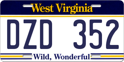 WV license plate DZD352