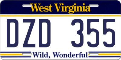 WV license plate DZD355