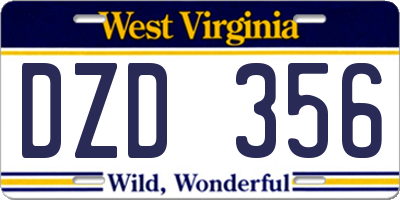 WV license plate DZD356