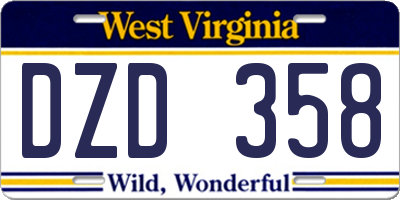 WV license plate DZD358