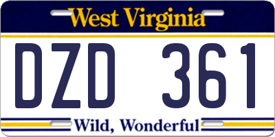 WV license plate DZD361