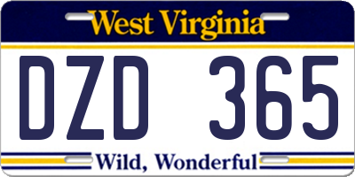WV license plate DZD365