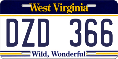 WV license plate DZD366