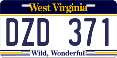 WV license plate DZD371
